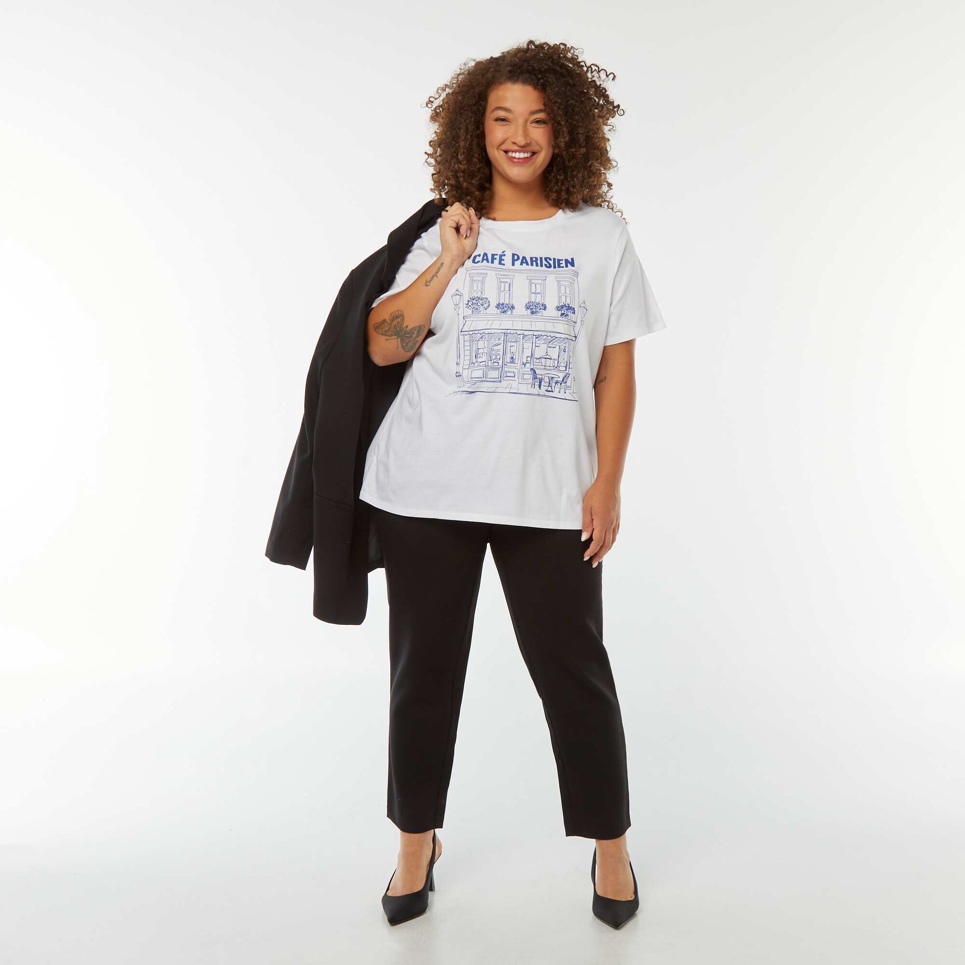 T-shirt à manches courtes avec imprimé BLANC