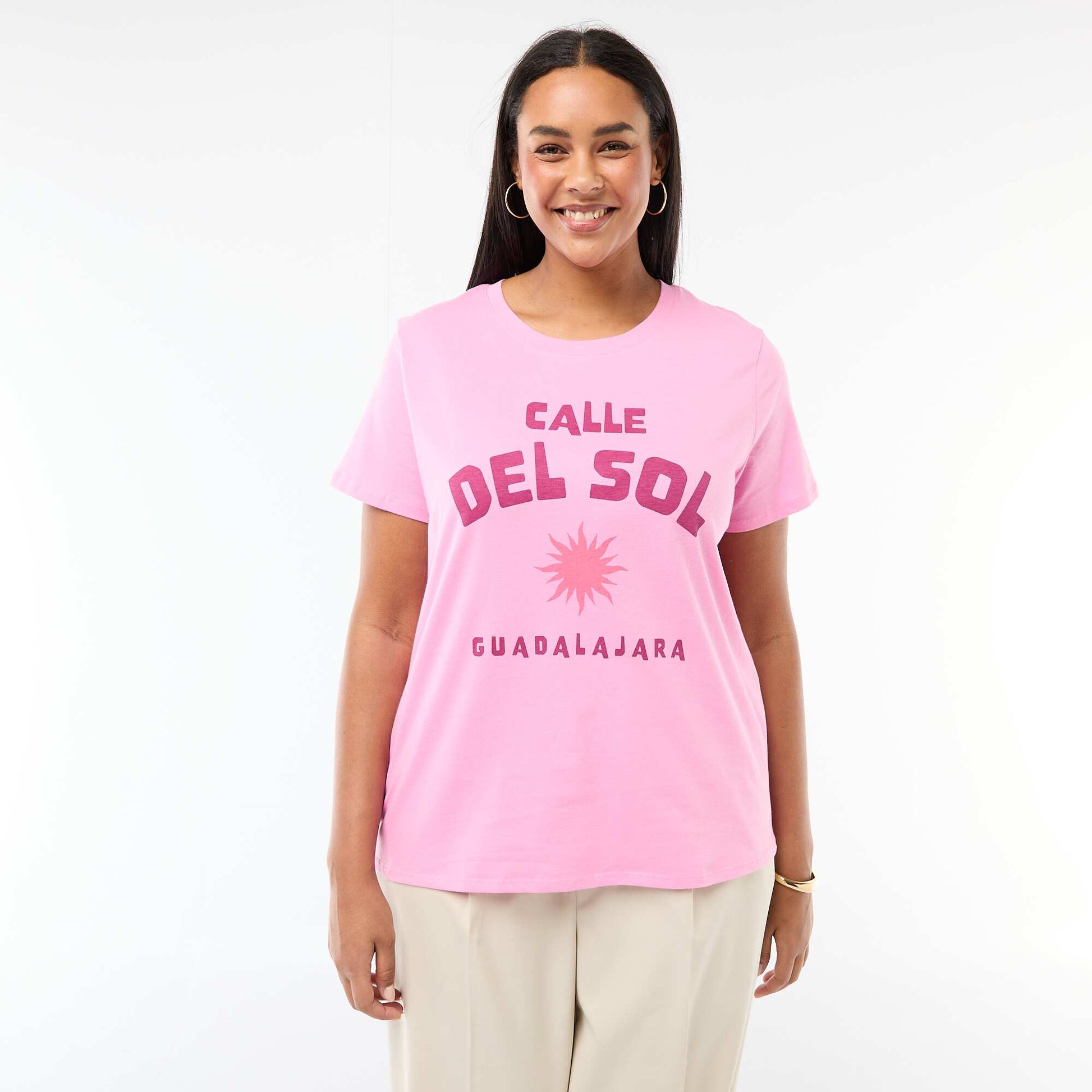 T-shirt à manches courtes avec imprimé ROSE