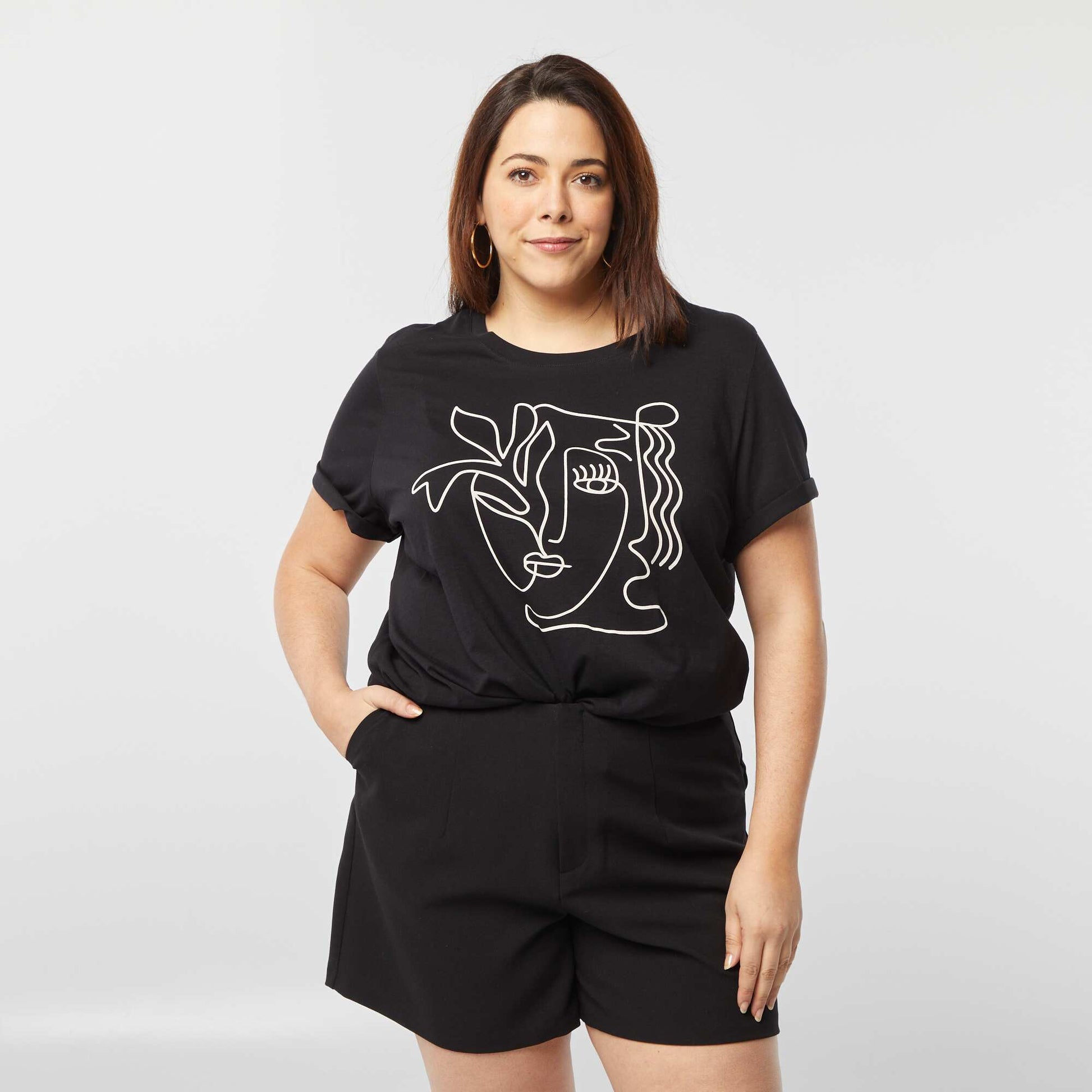 T-shirt à manches courtes avec imprimé NOIR