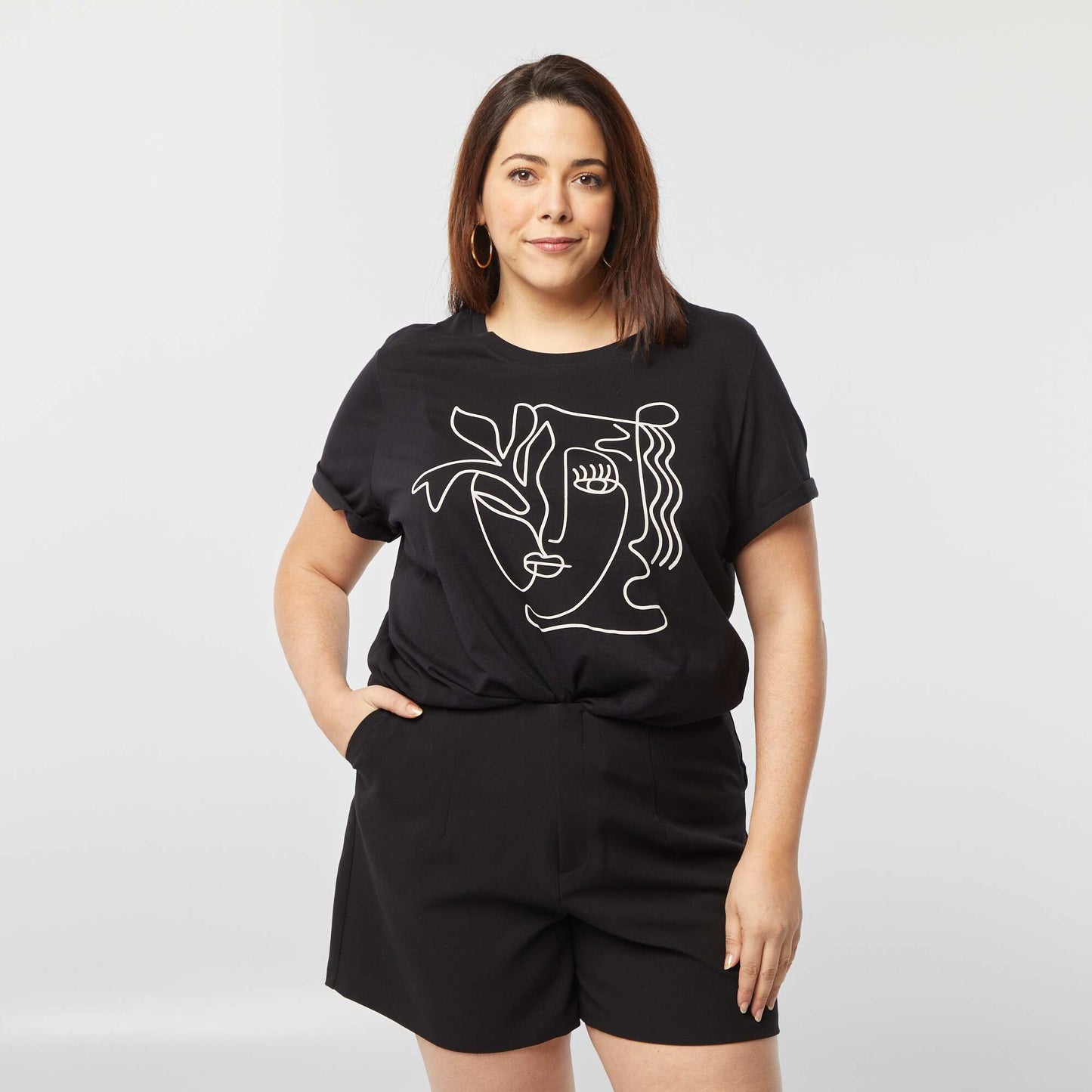T-shirt à manches courtes avec imprimé NOIR