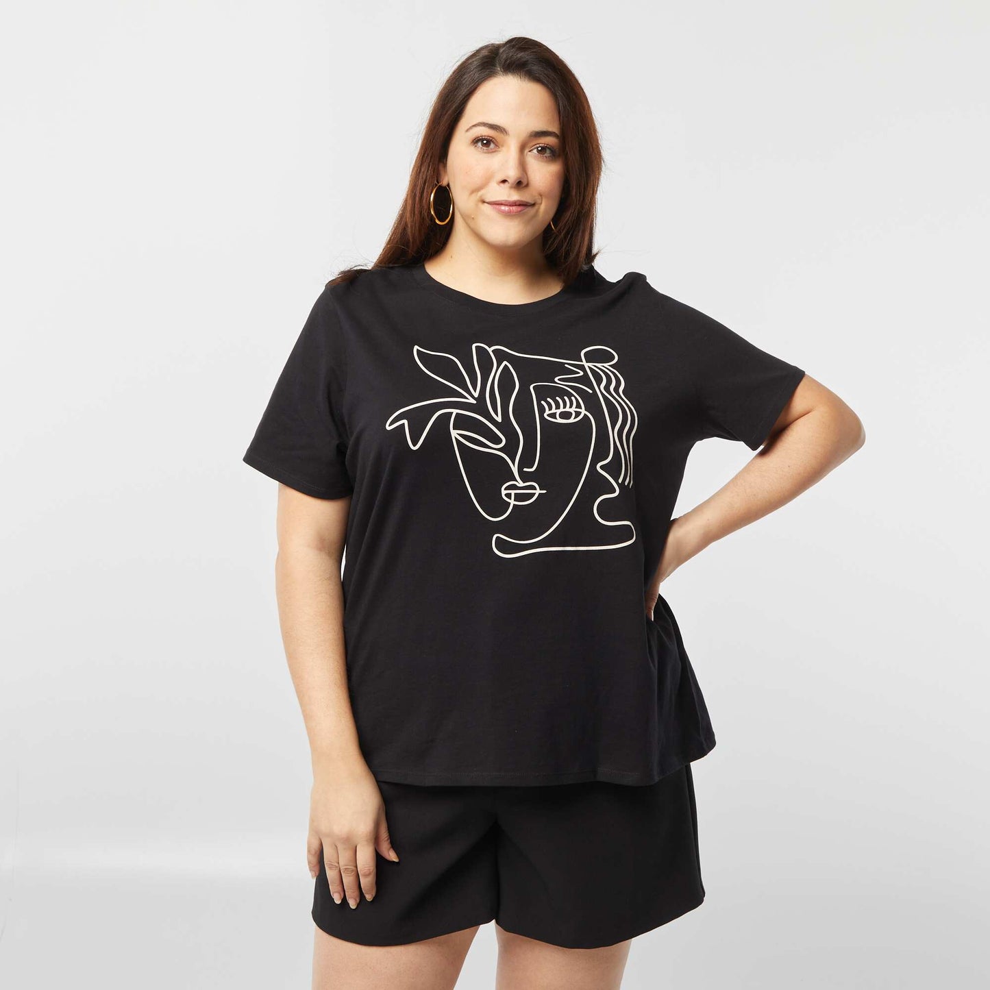 T-shirt à manches courtes avec imprimé NOIR