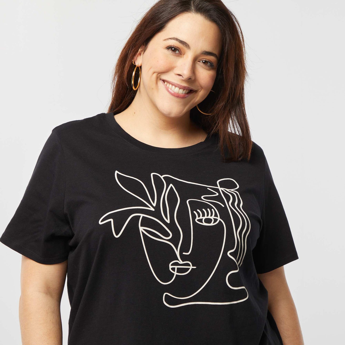 T-shirt à manches courtes avec imprimé NOIR