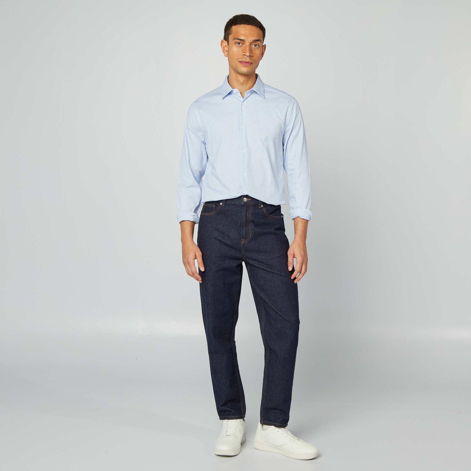 Chemise Dobby coupe slim Bleu