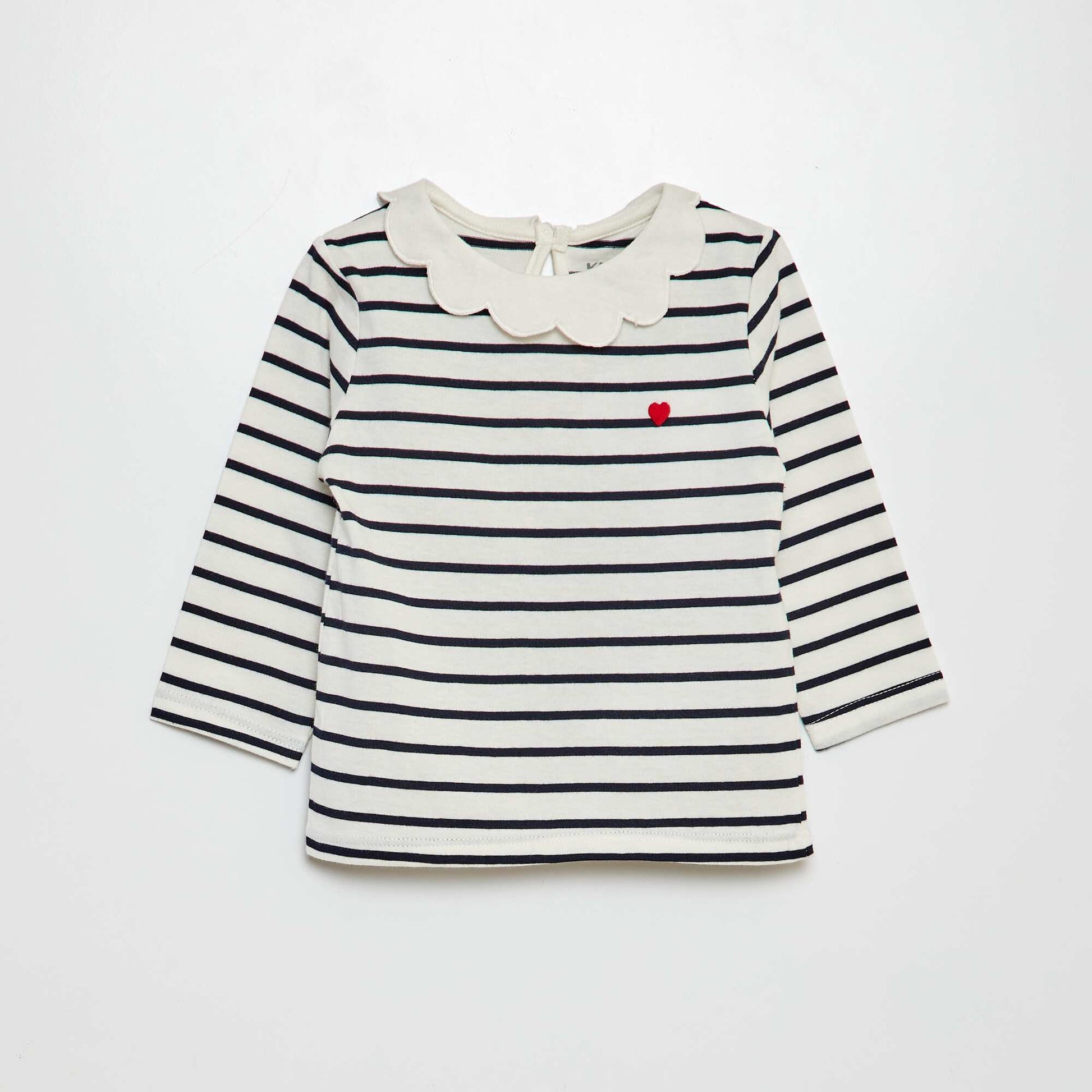 T-shirt avec collerette Blanc/bleu