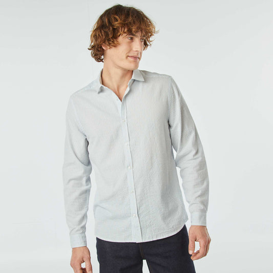 Chemise rayée en seersucker BLEU