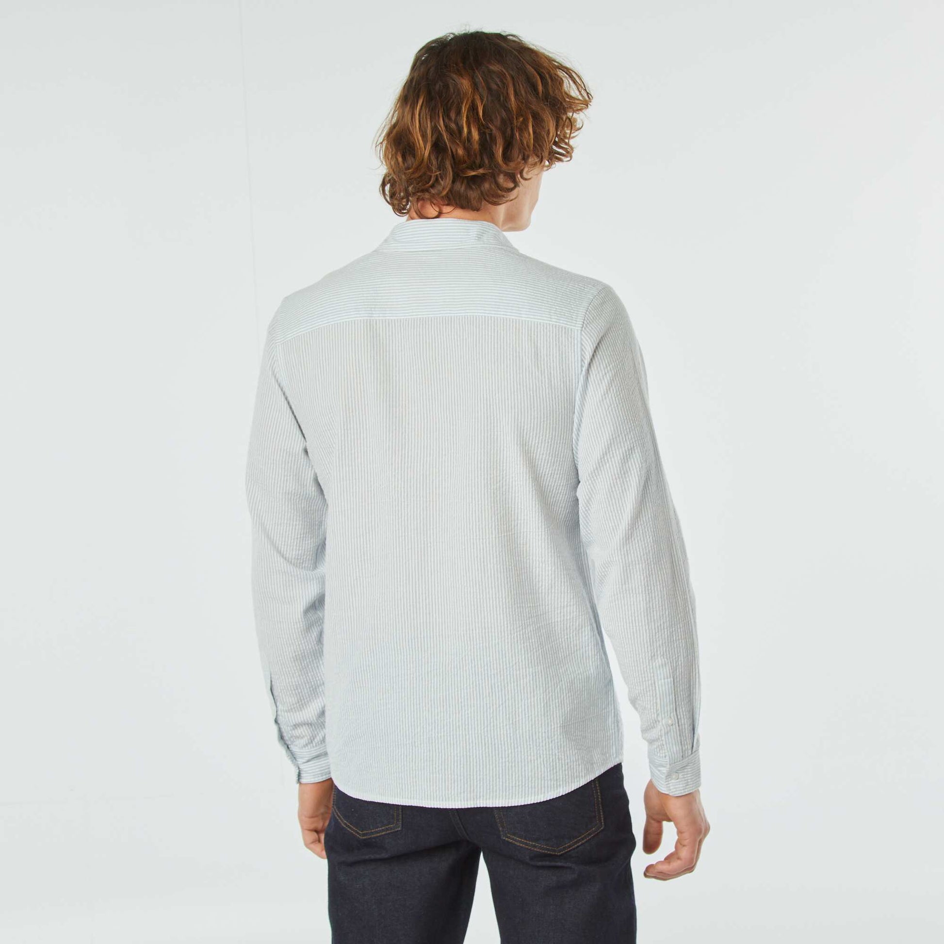 Chemise rayée en seersucker BLEU