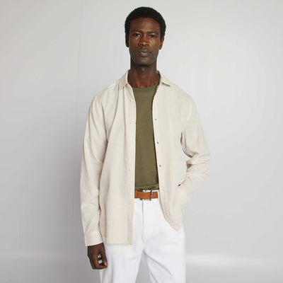 Chemise rayée en seersucker BEIGE