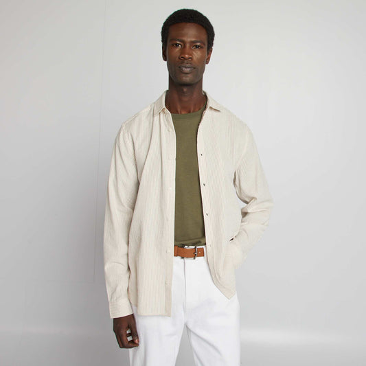 Chemise rayée en seersucker BEIGE