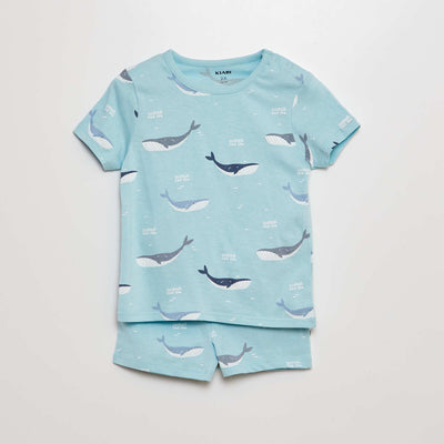 Pyjama court t-shirt + short - 2 pièces BLEU