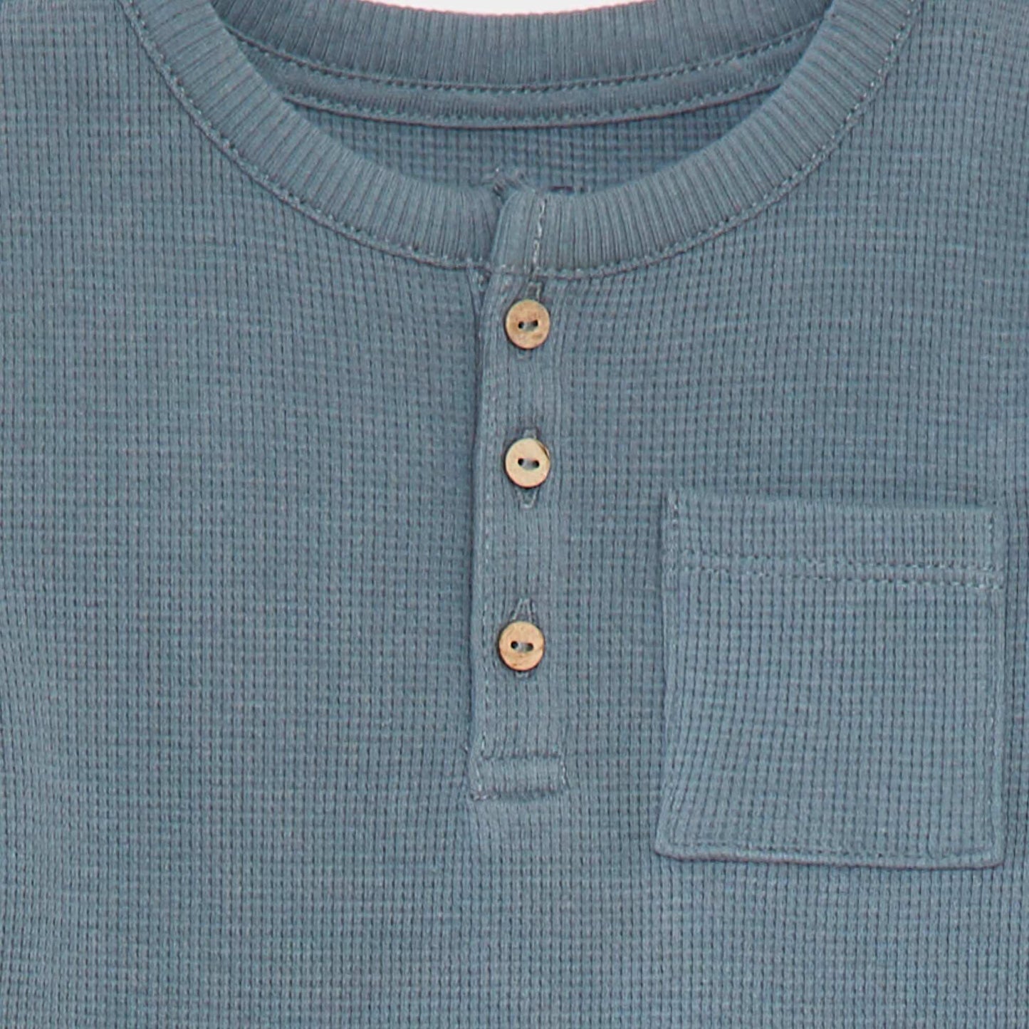 Ensemble pyjama court t-shirt + short en maille gaufrée - 2 pièces BLEU