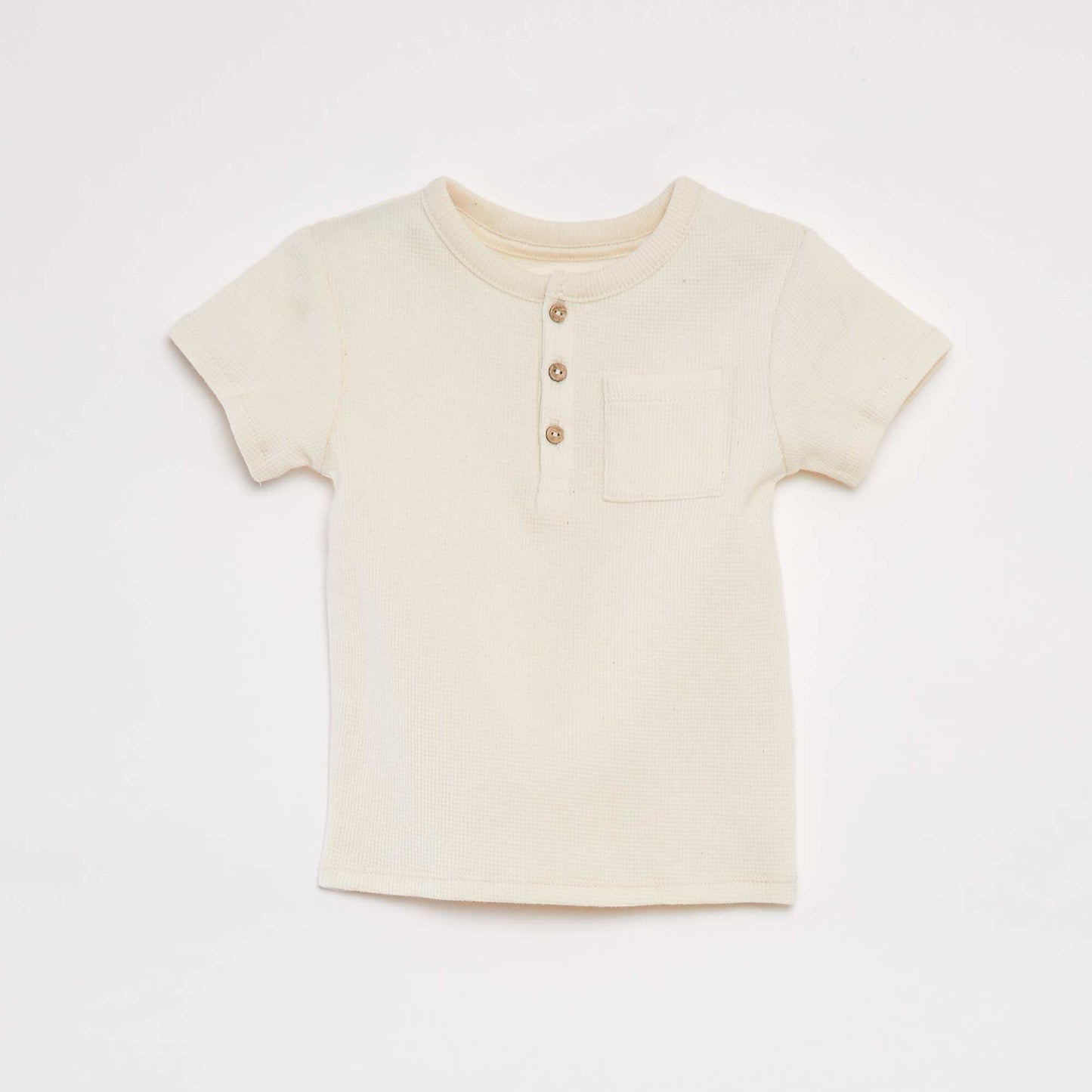 Ensemble pyjama court t-shirt + short en maille gaufrée - 2 pièces BLANC