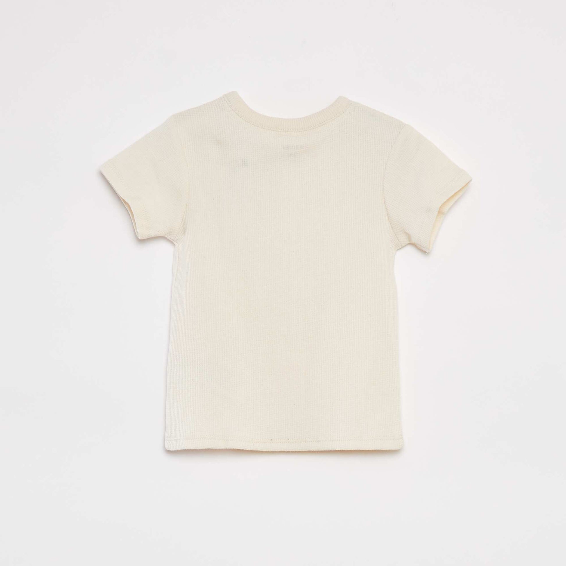Ensemble pyjama court t-shirt + short en maille gaufrée - 2 pièces BLANC