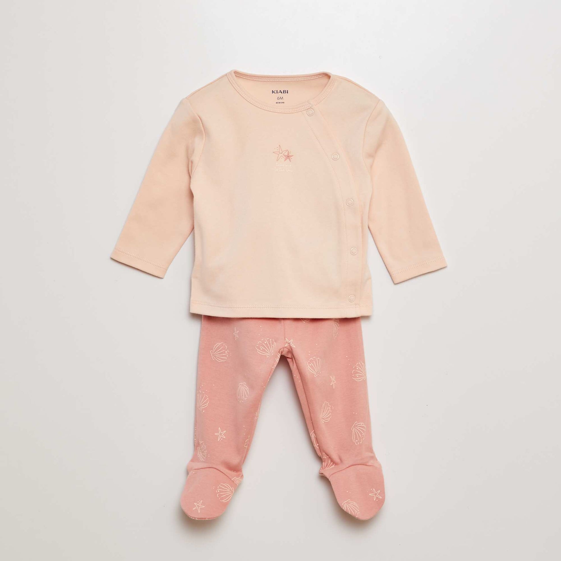 Ensemble pyjama t-shirt + pantalon avec pieds - 2 pièces ROSE