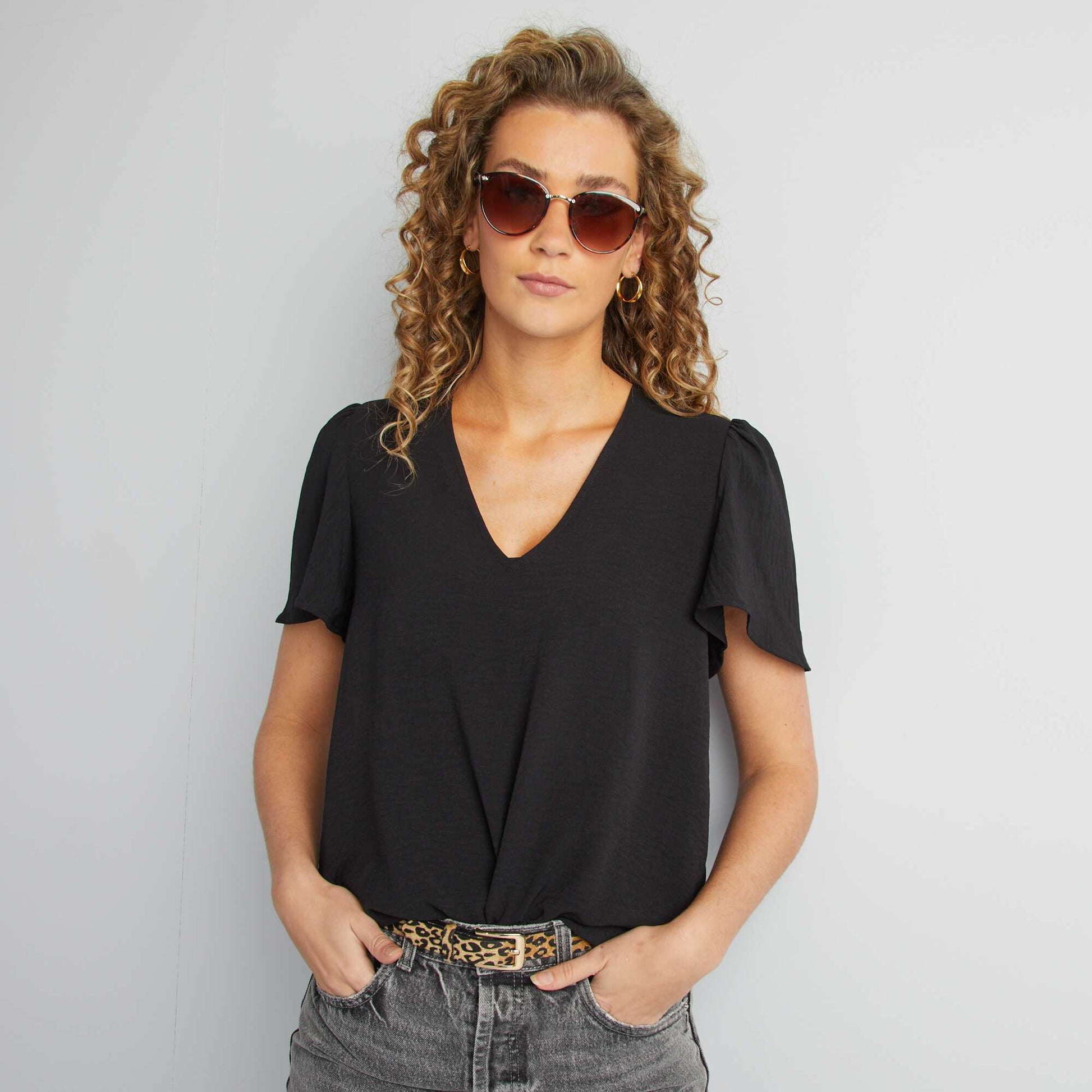 Blouse légère volante NOIR