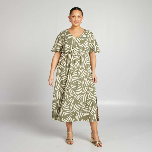 Robe longue tissu texturé KAKI