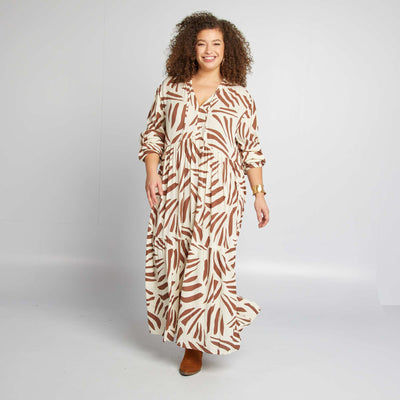 Robe longue à motif BEIGE