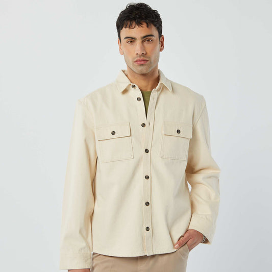 Surchemise en twill avec poches à rabat BLANC