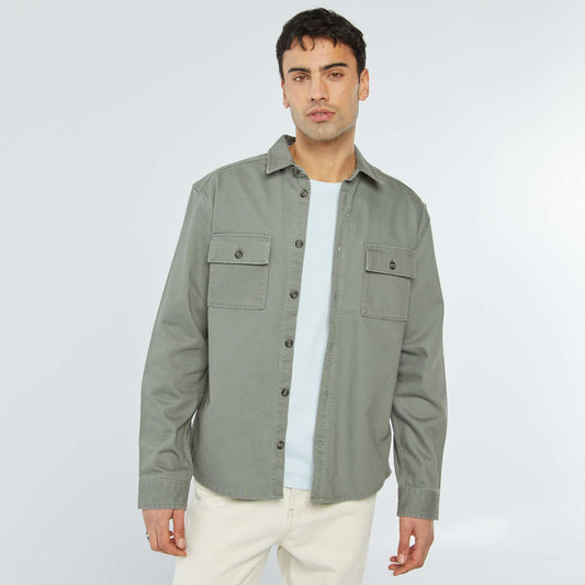 Surchemise en twill avec poches à rabat KAKI