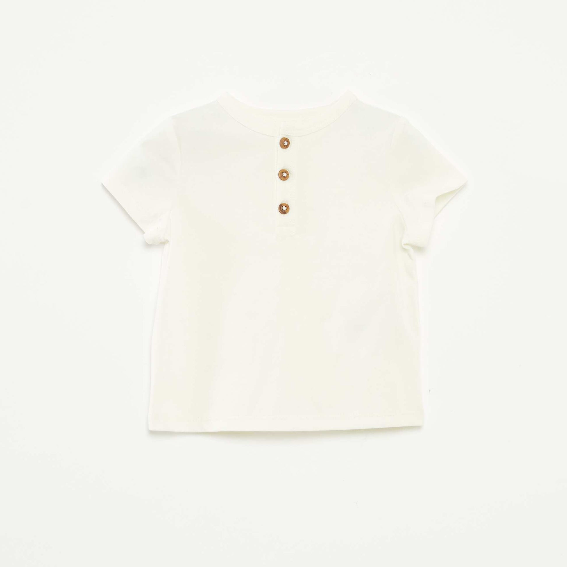 T-shirt à manches courtes avec col tunisien BLANC