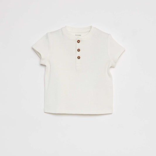 T-shirt en maille gaufrée BLANC