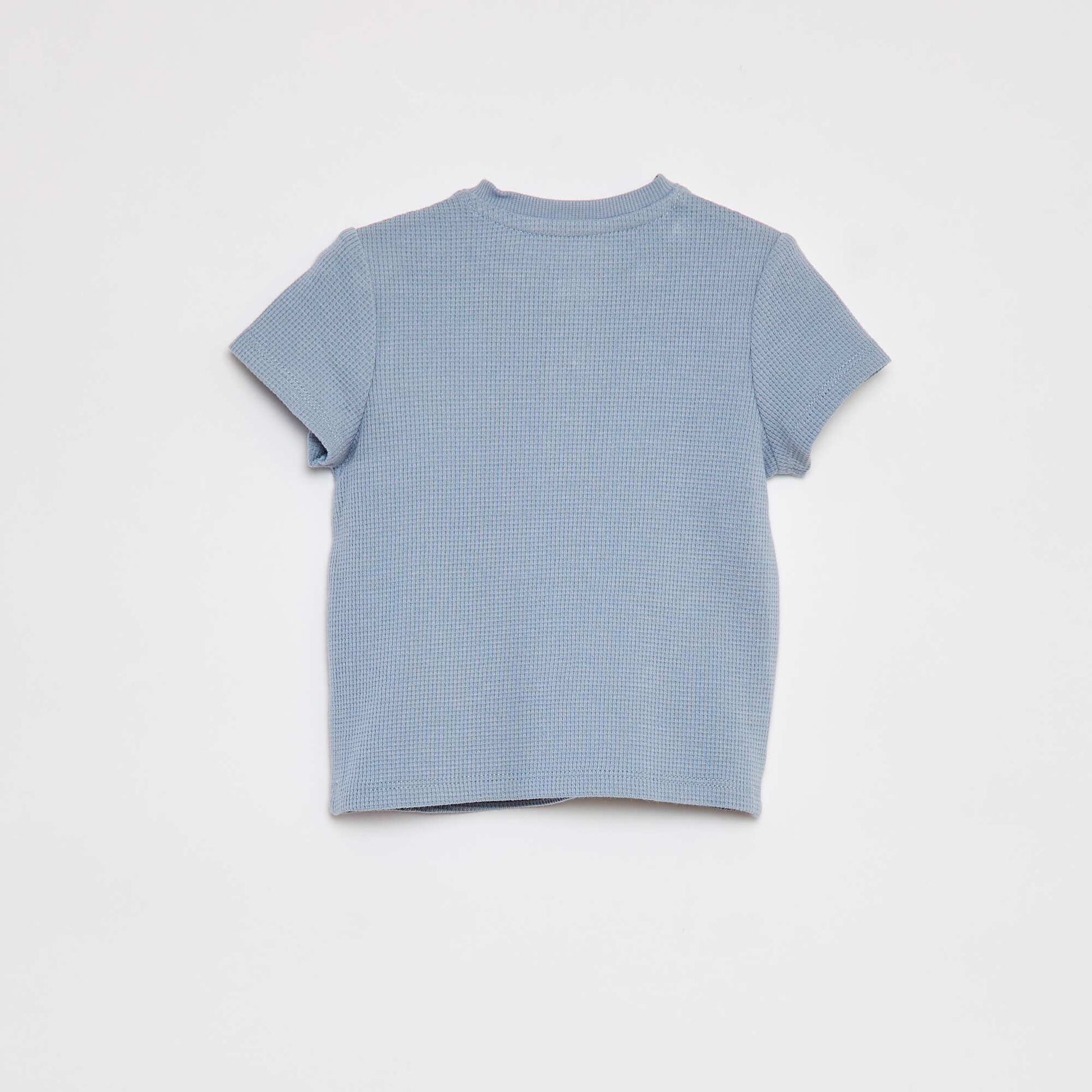 T-shirt en maille gaufrée BLEU