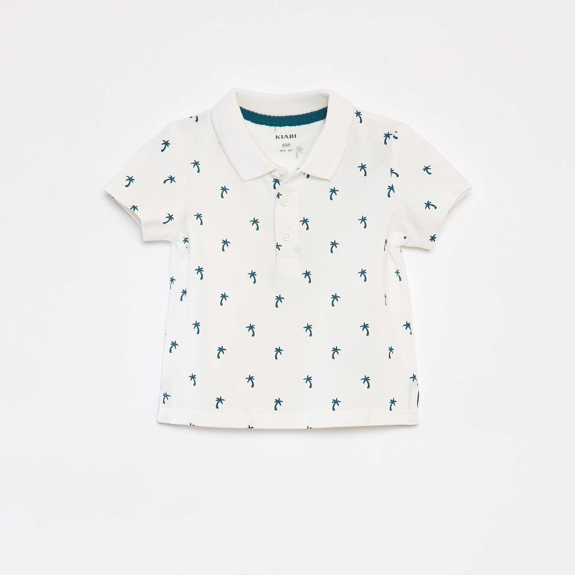 Polo manches courtes en piqué de coton BLANC