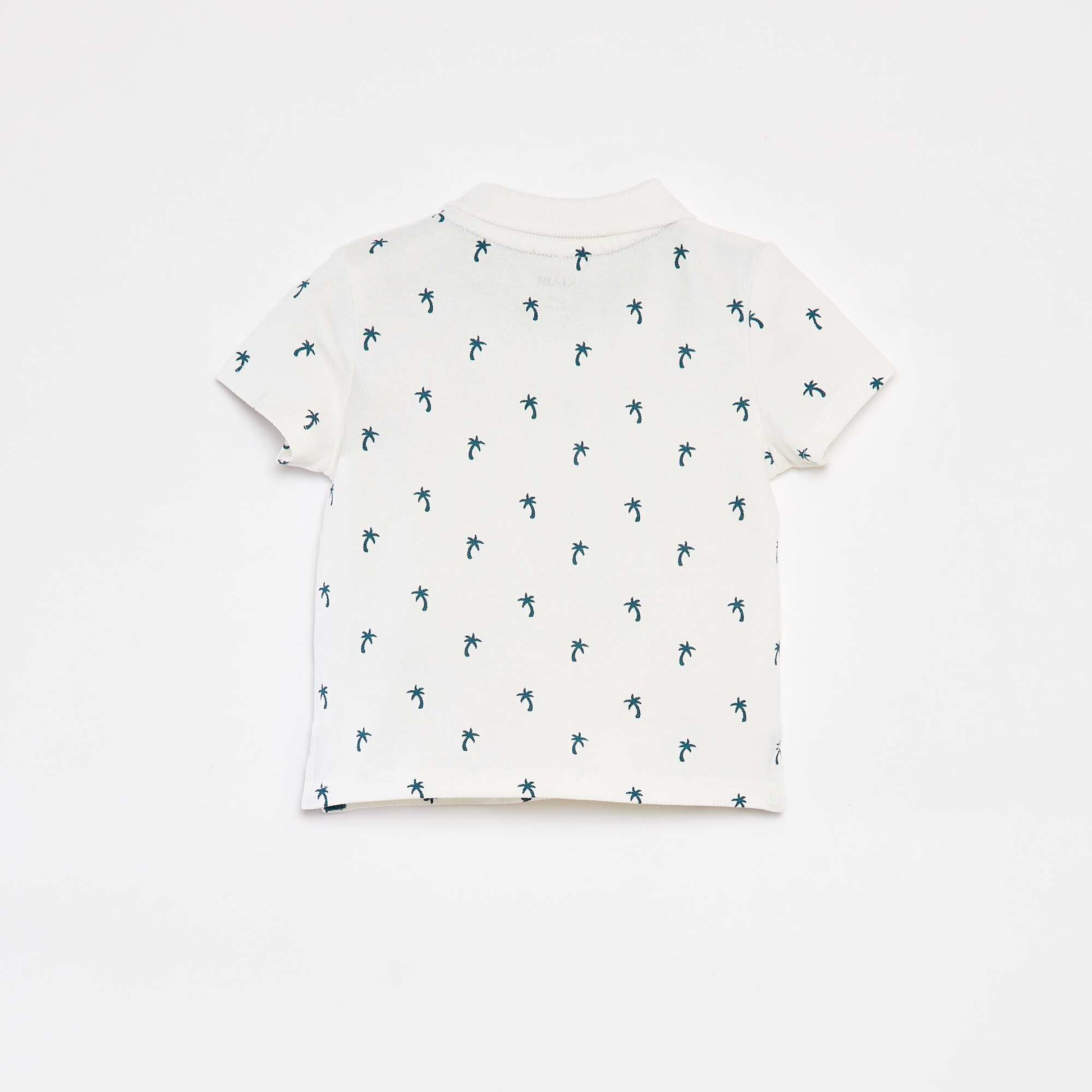 Polo manches courtes en piqué de coton BLANC