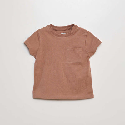 T-shirt à manches courtes uni MARRON