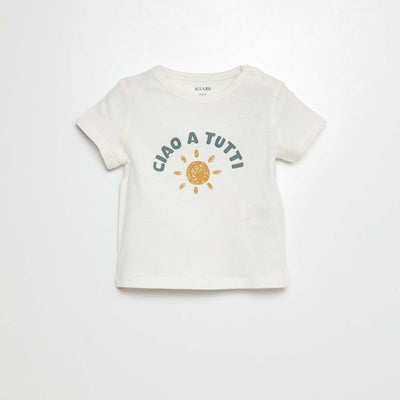 T-shirt manches courtes avec imprimé BEIGE