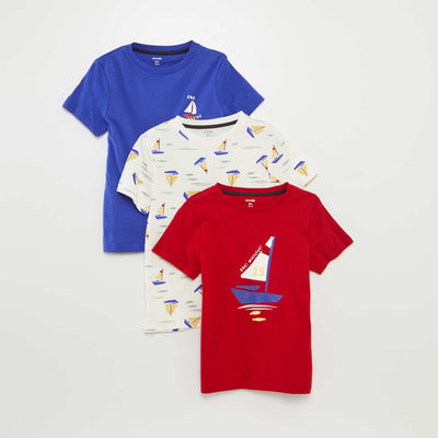 Lot de 3 t-shirts à manches courtes ROUGE