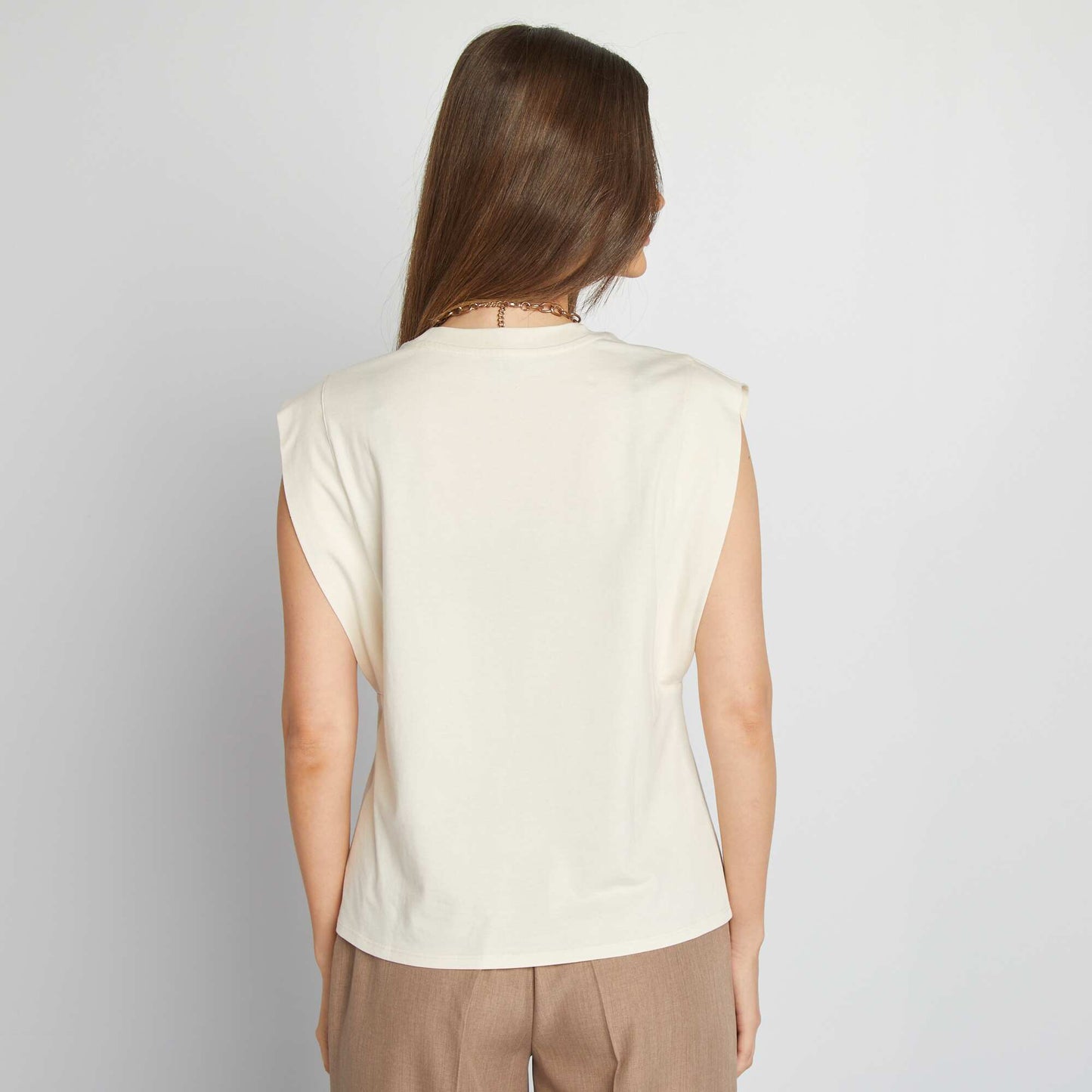 T-shirt sans manches uni BLANC