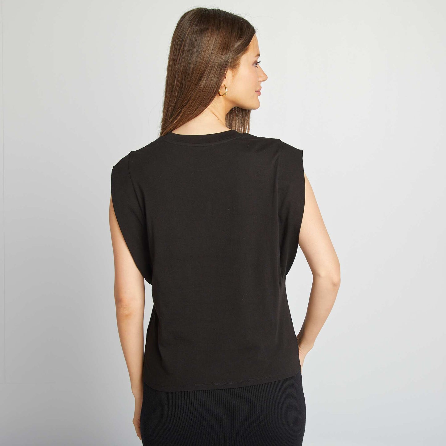 T-shirt sans manches uni NOIR