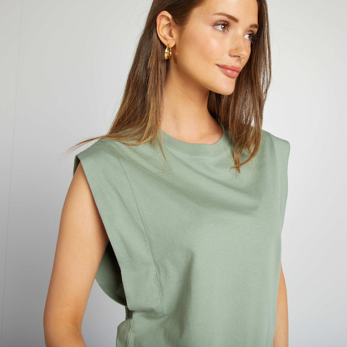 T-shirt sans manches uni BLEU