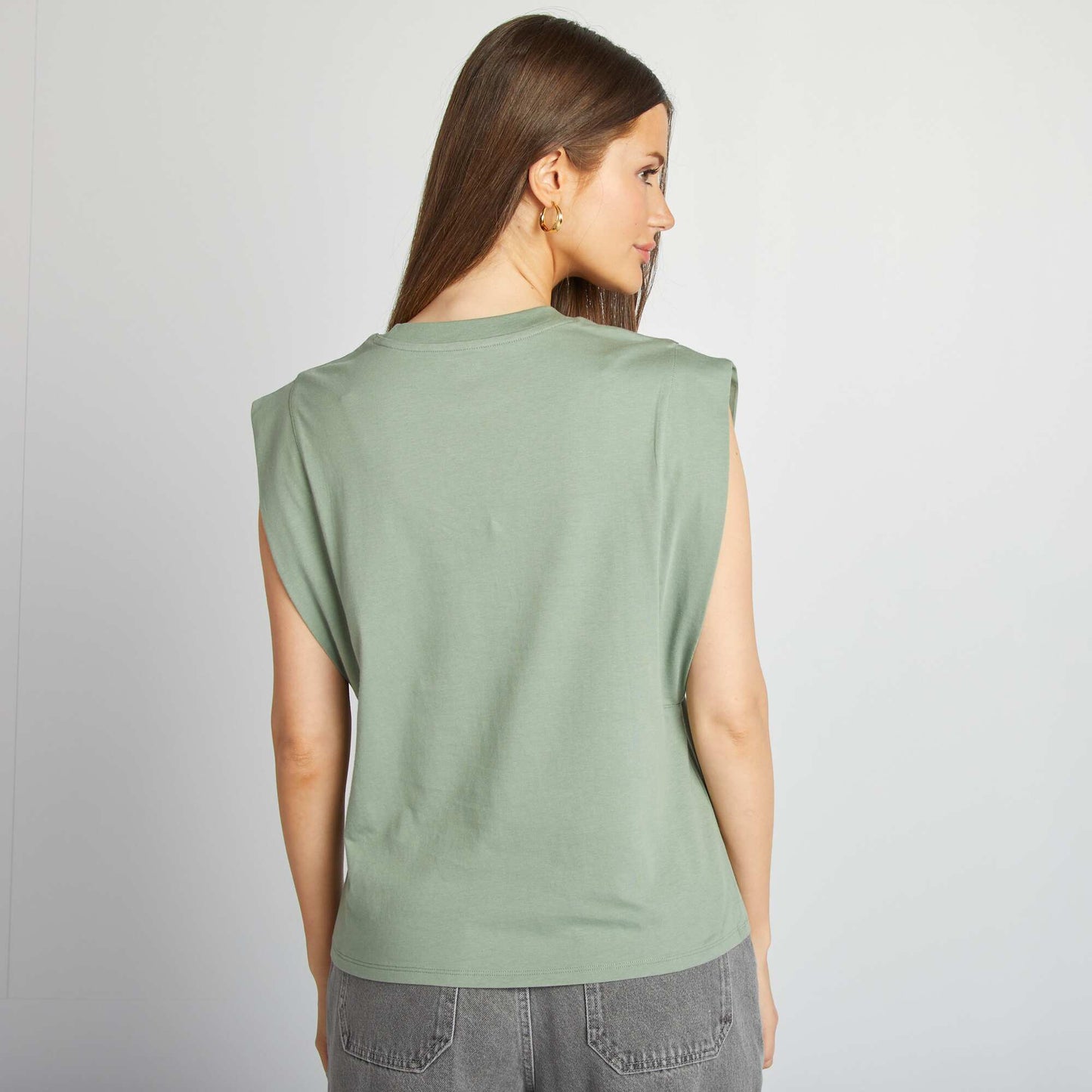 T-shirt sans manches uni BLEU