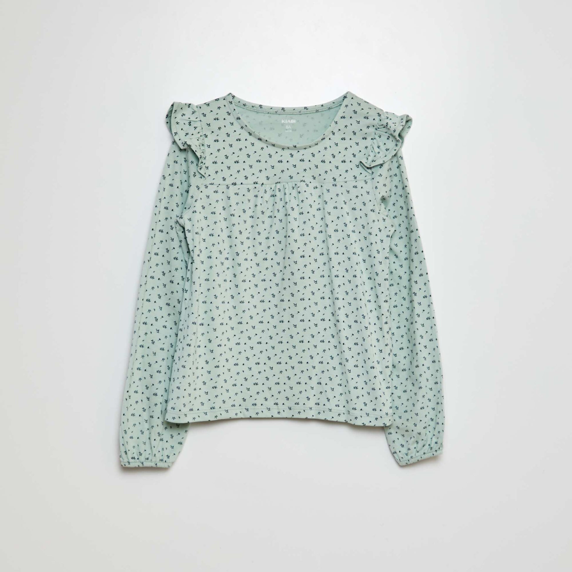 T-shirt avec épaules volantées Vert