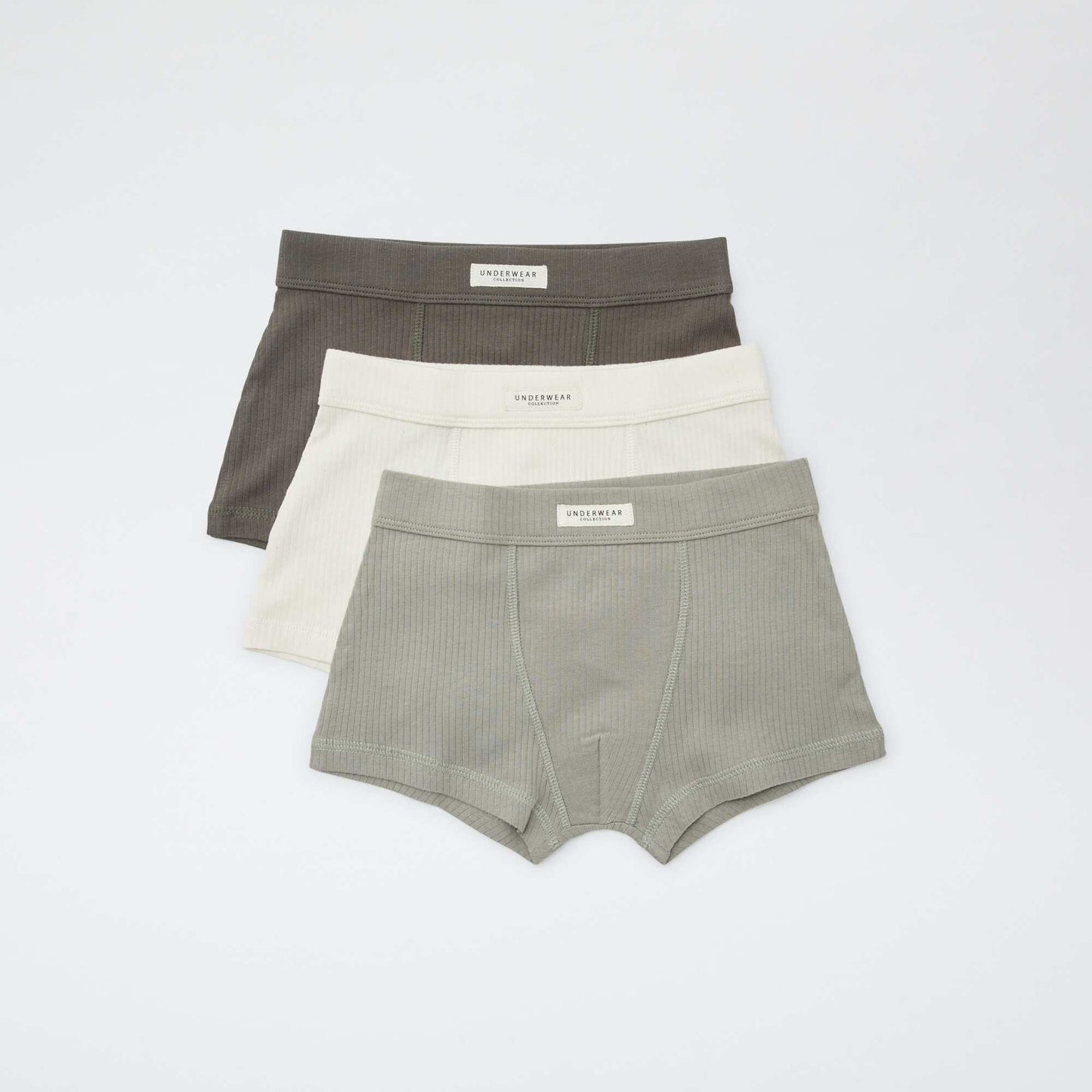 Lot de 3 boxers en maille côtelée KAKI