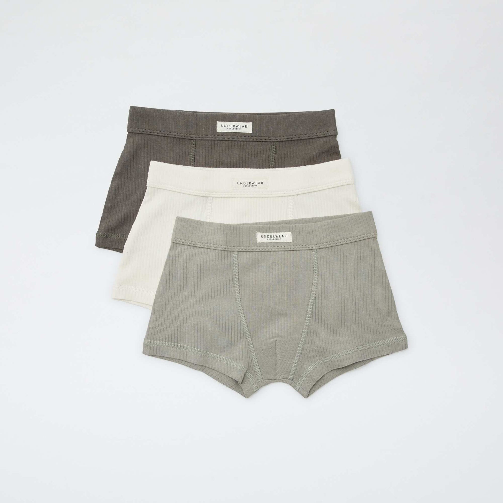 Lot de 3 boxers en maille côtelée KAKI