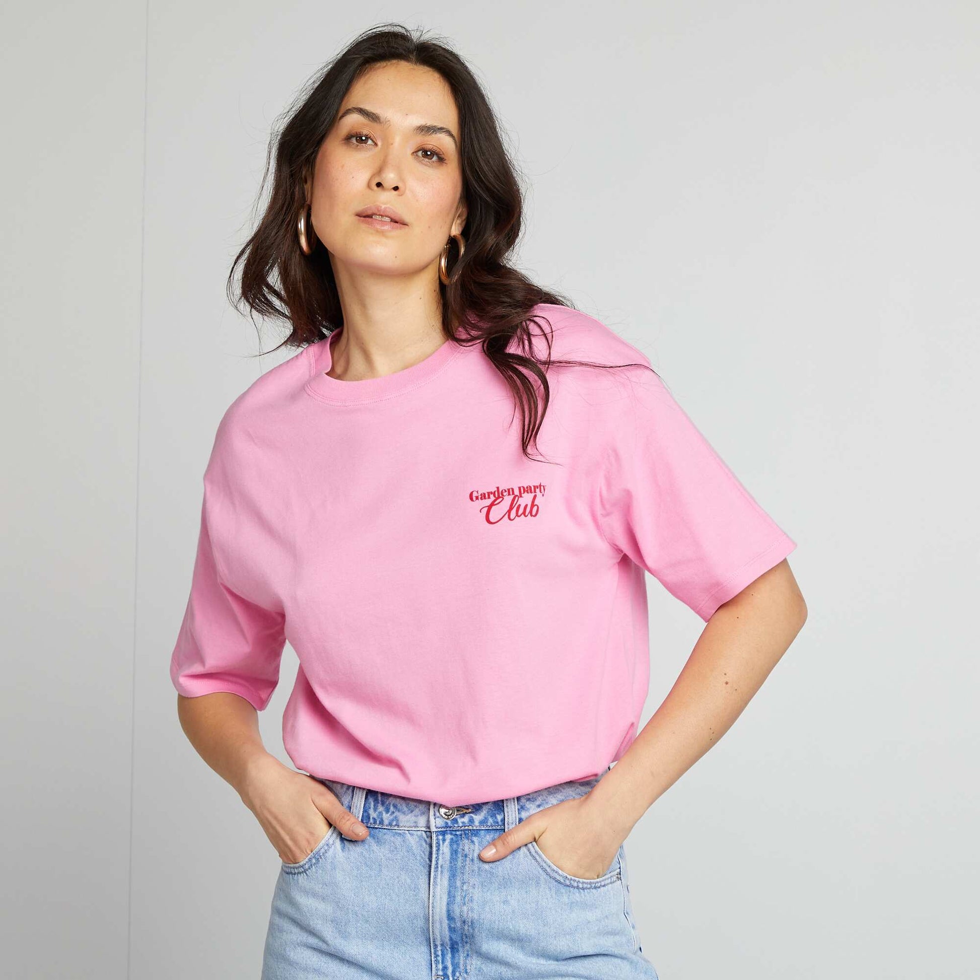T-shirt en jersey manches courtes imprimé ROSE