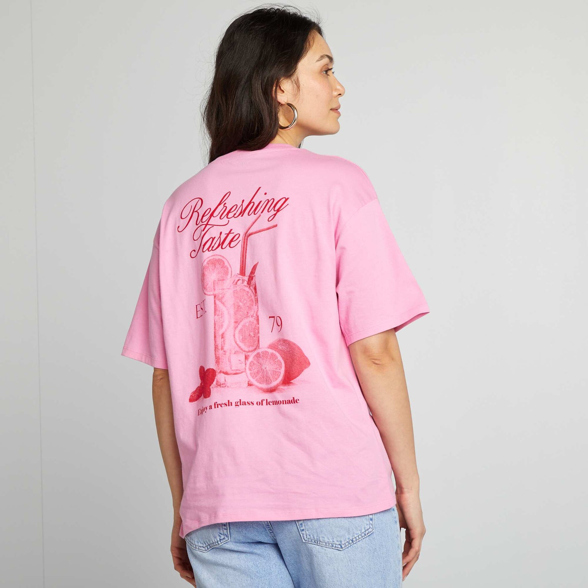 T-shirt en jersey manches courtes imprimé ROSE