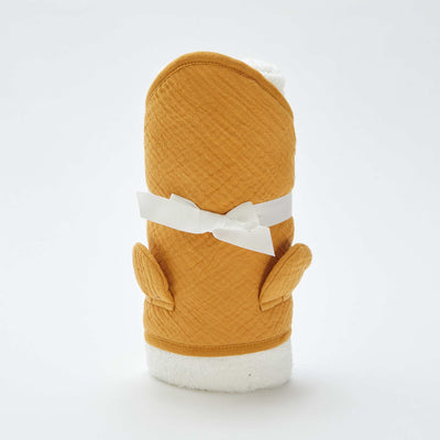 Cape de bain en gaze de coton MOUTARDE