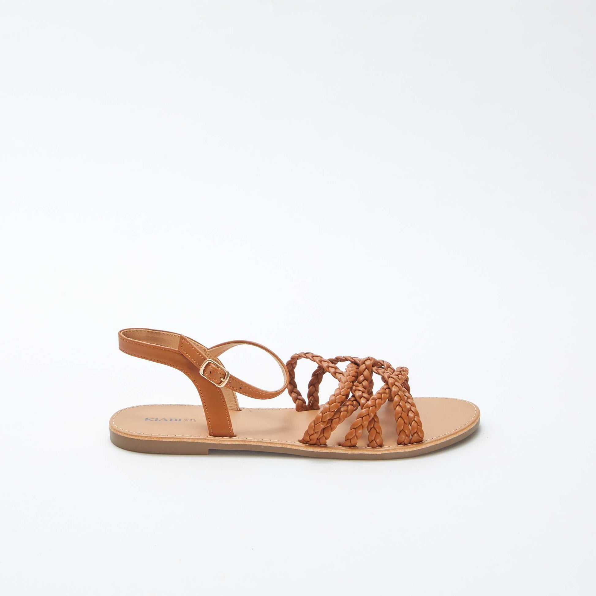 Sandales à brides tressées et croisées MARRON