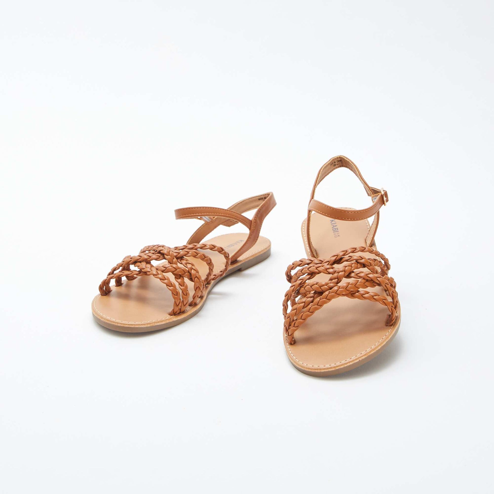 Sandales à brides tressées et croisées MARRON