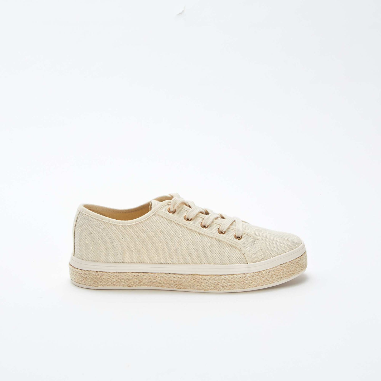Baskets basses brillantes à lacets BEIGE