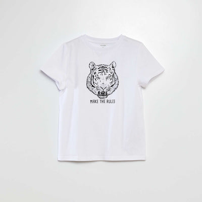 T-shirt manches courtes avec imprimé BLANC