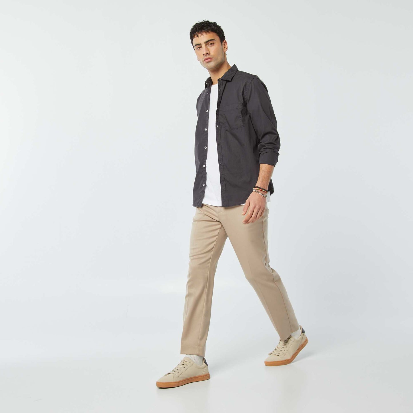 Chemise regular en popeline NOIR