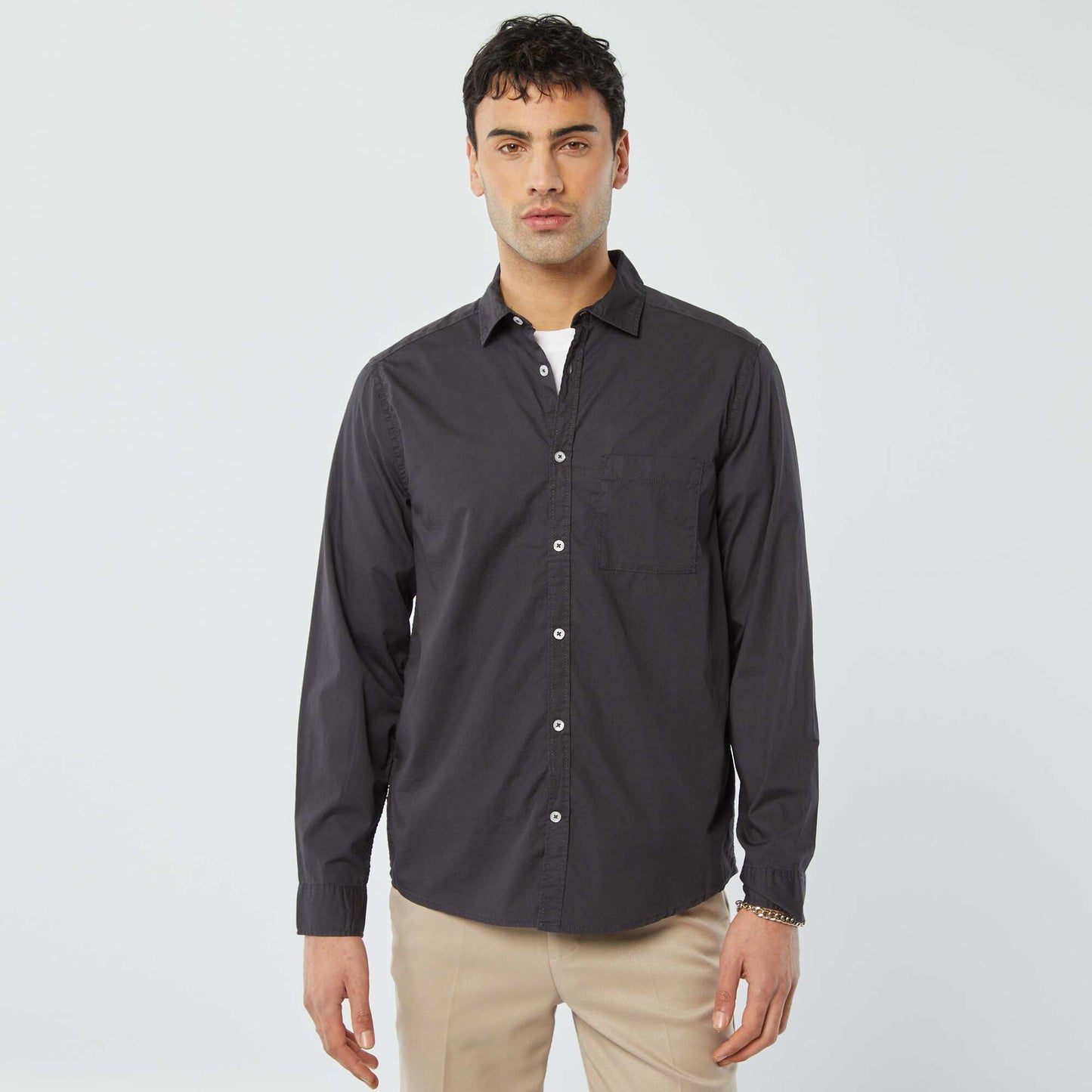 Chemise regular en popeline NOIR