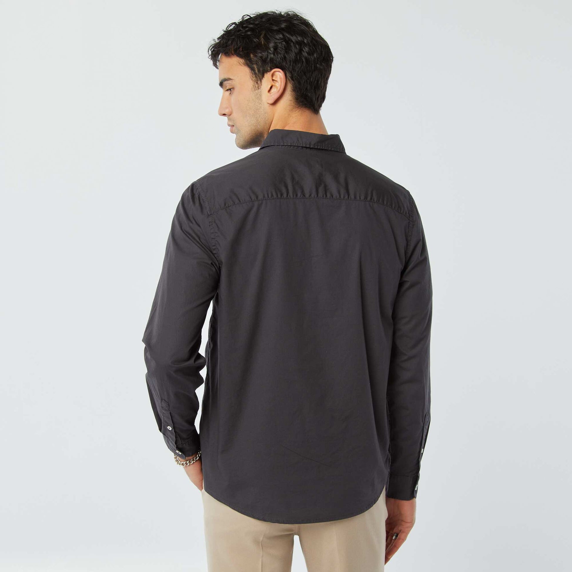 Chemise regular en popeline NOIR