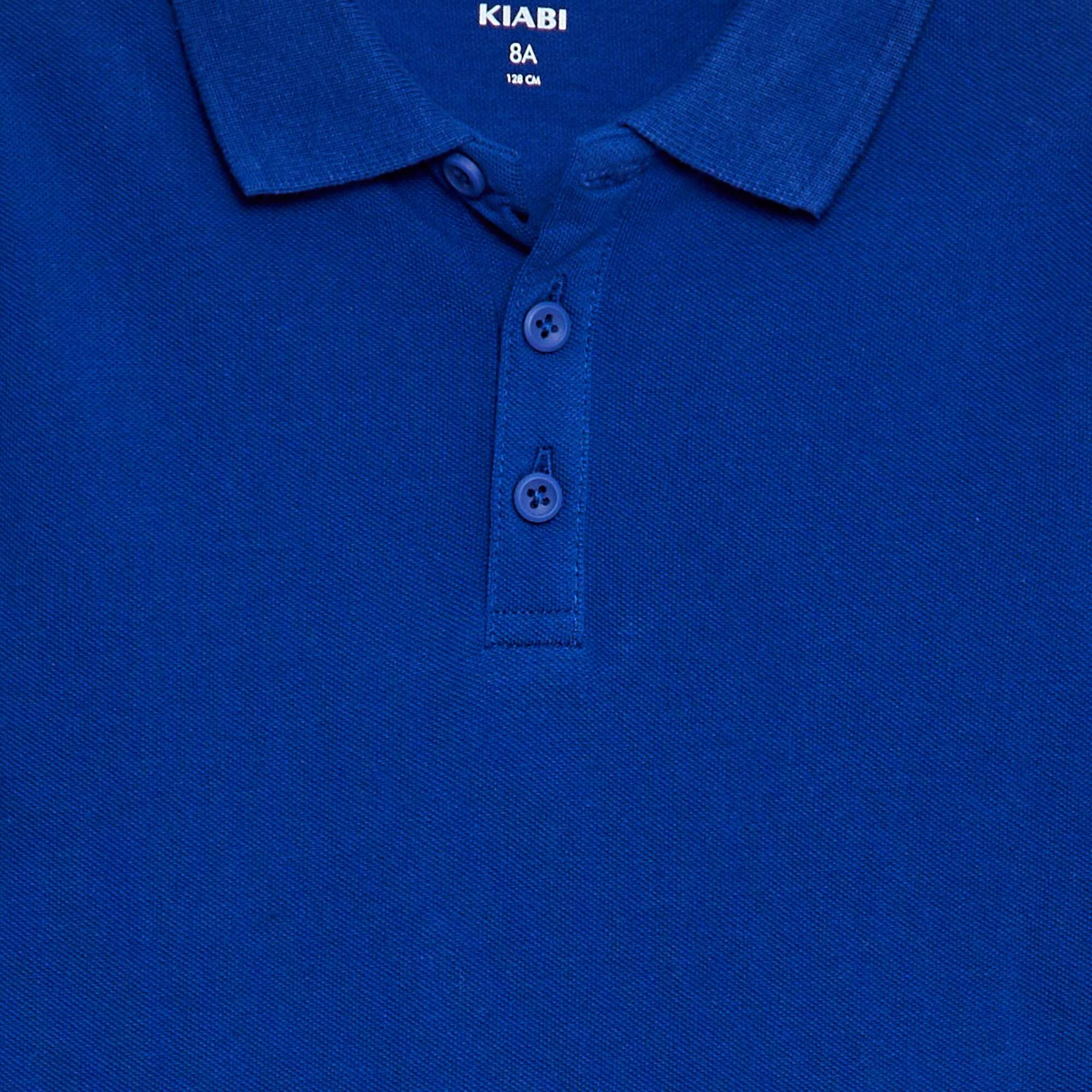 Polo uni en maille piquée BLEU