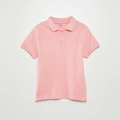 Polo uni en maille piquée Rose