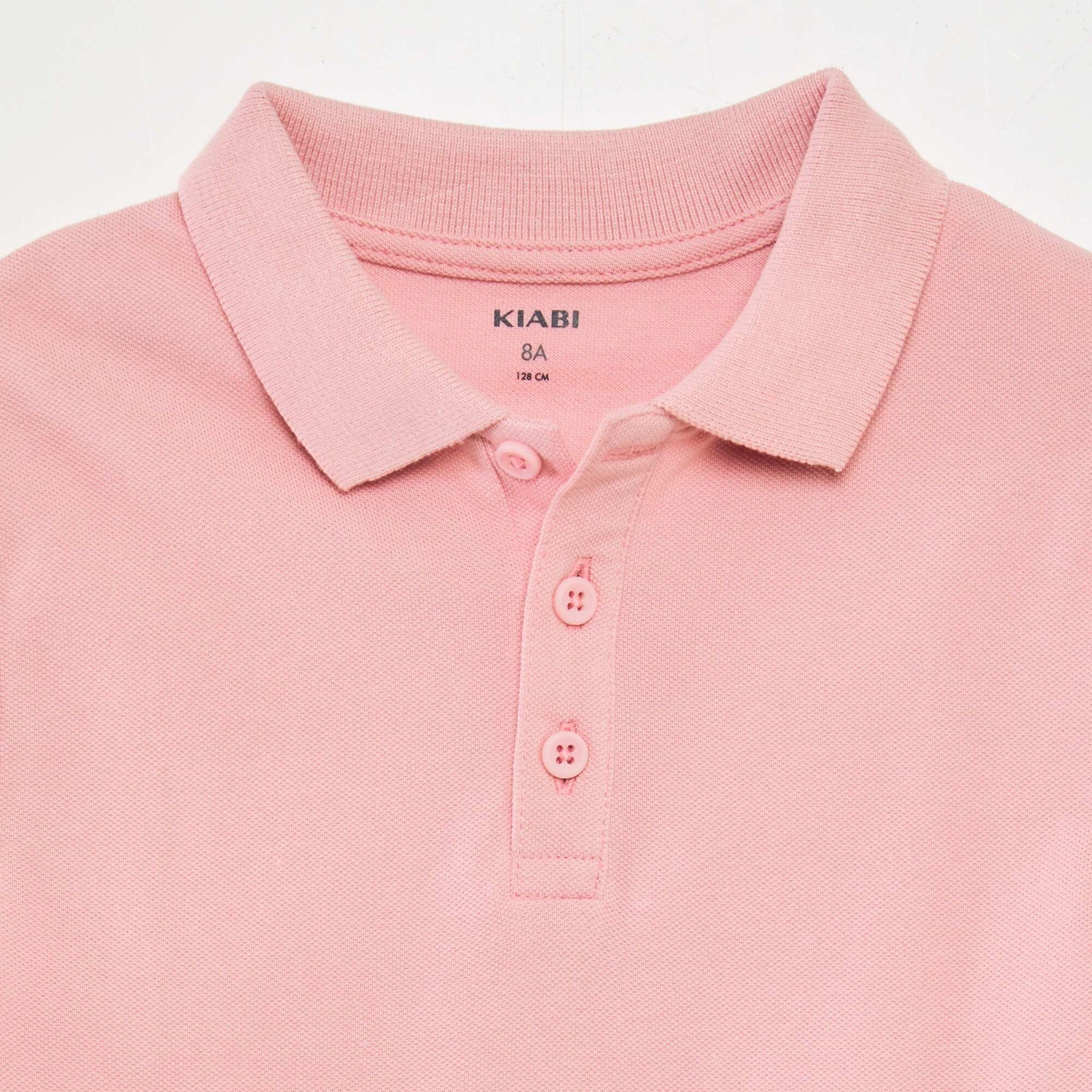 Polo uni en maille piquée Rose